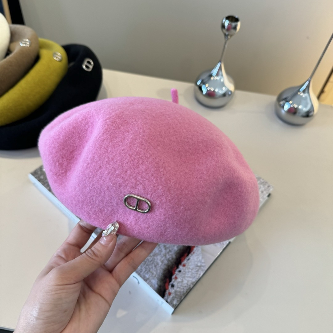 TOP HERMES Beret Hat - Pink