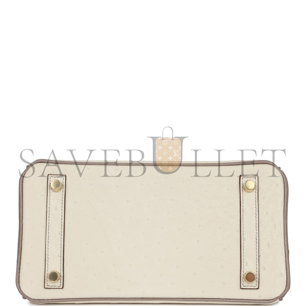 HERMES BIRKIN 25 OSTRICH BRUSHED GOLD HARDWARE (25*20*13cm)