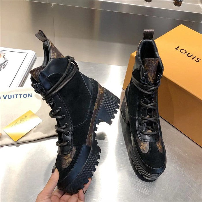 TOP Louis Vuitton LV L*V Laureate Platform Desert Boots - Black