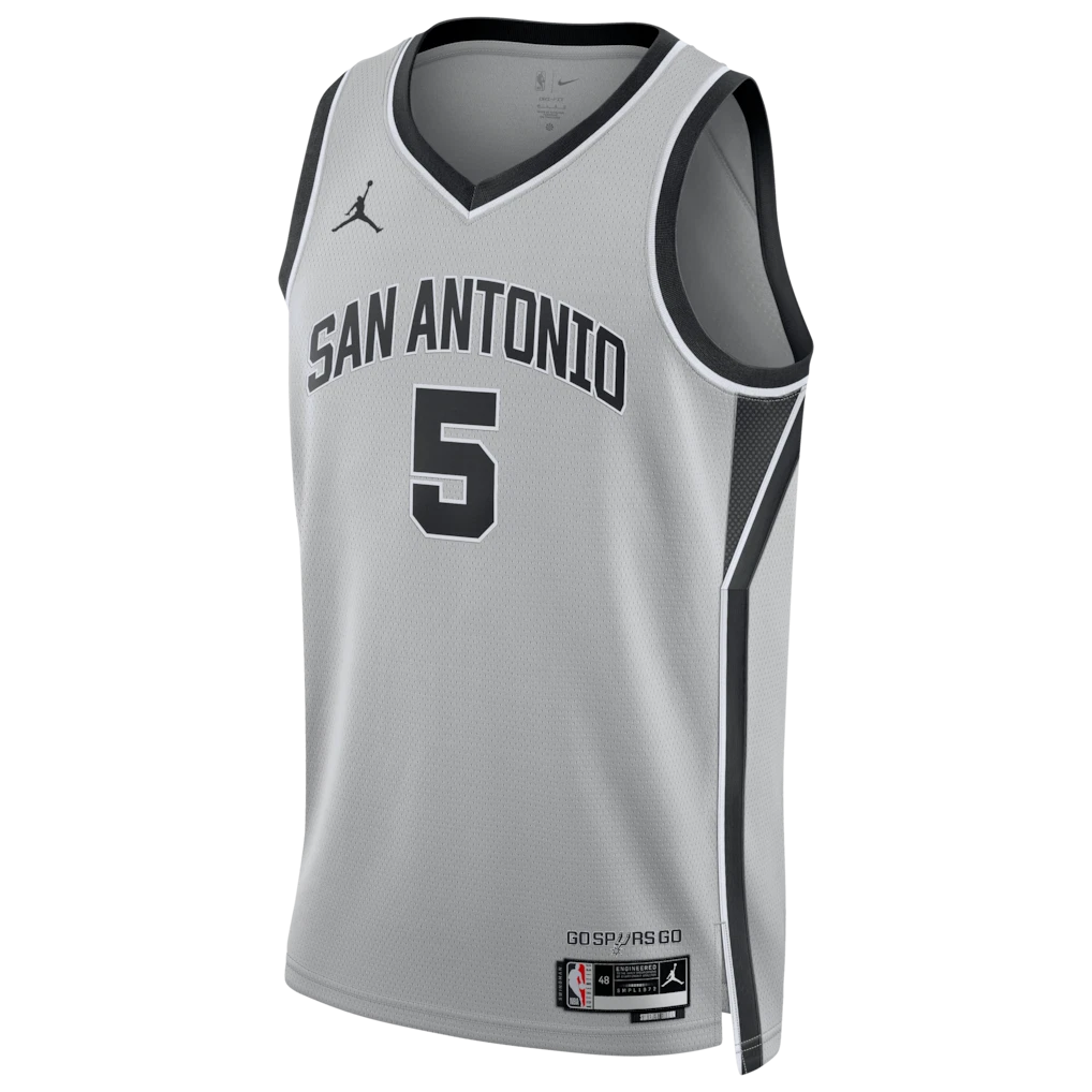 San Antonio Spurs Stephon Castle Jordan Brand Silver Swingman Jersey - Grey