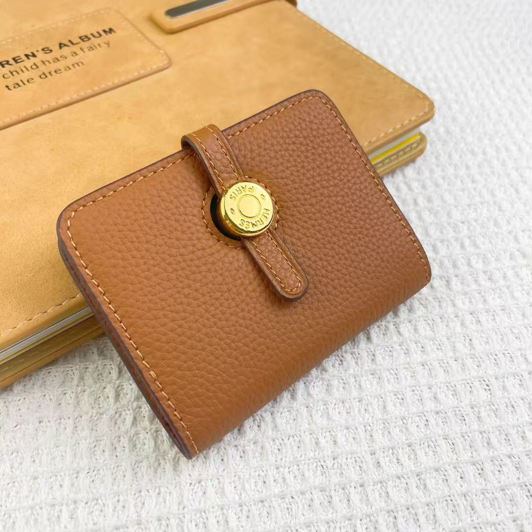Hermès Gold Buckle Leather Card Wallet(Replica)