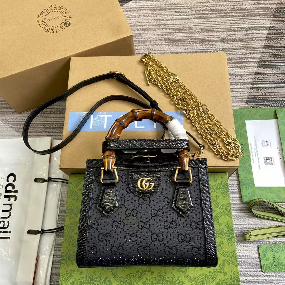 TOP GUCCI G*G Diana Tote Bag 20x16x10cm - Black