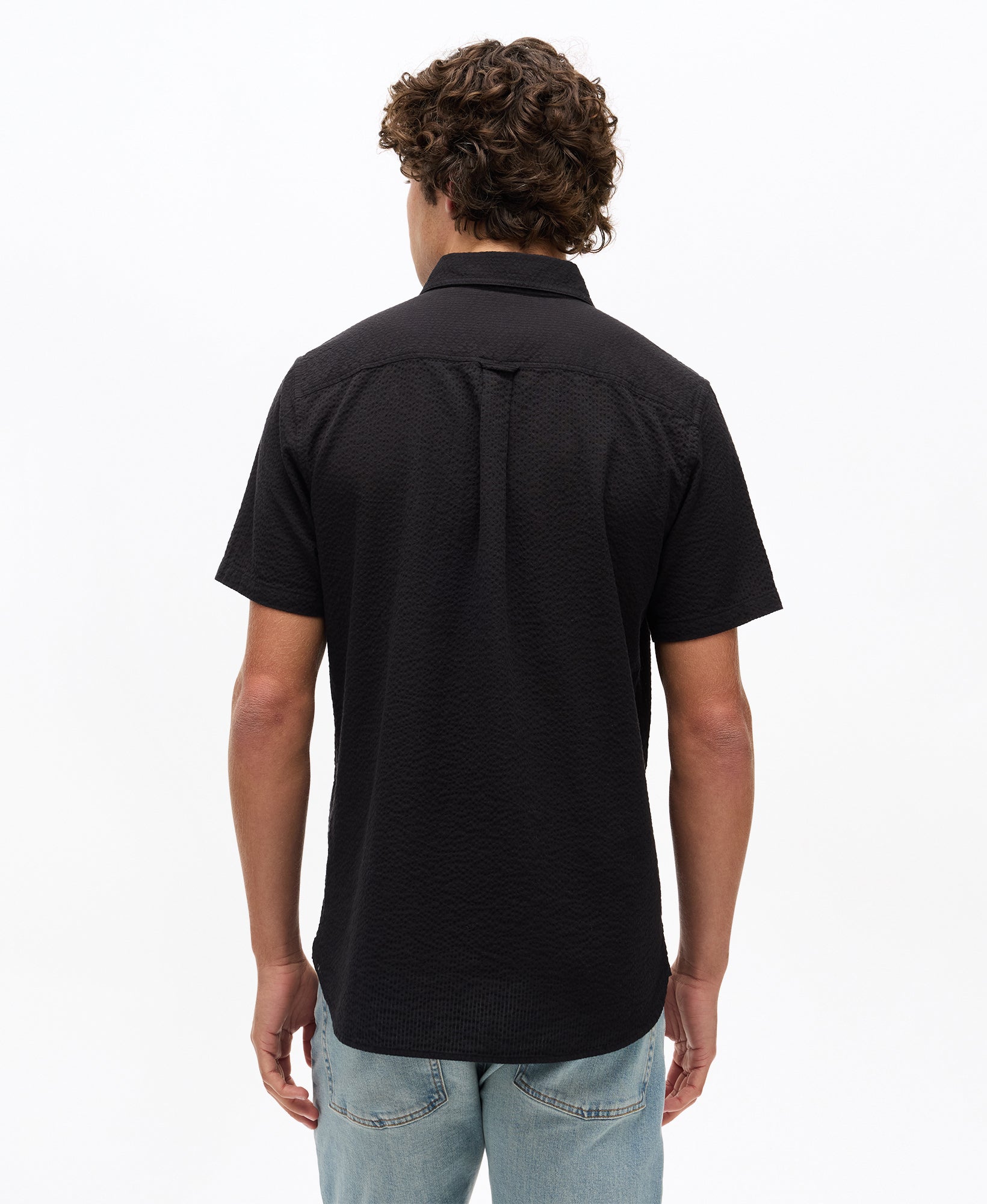 Seersucker Short Sleeve Shirt | Black