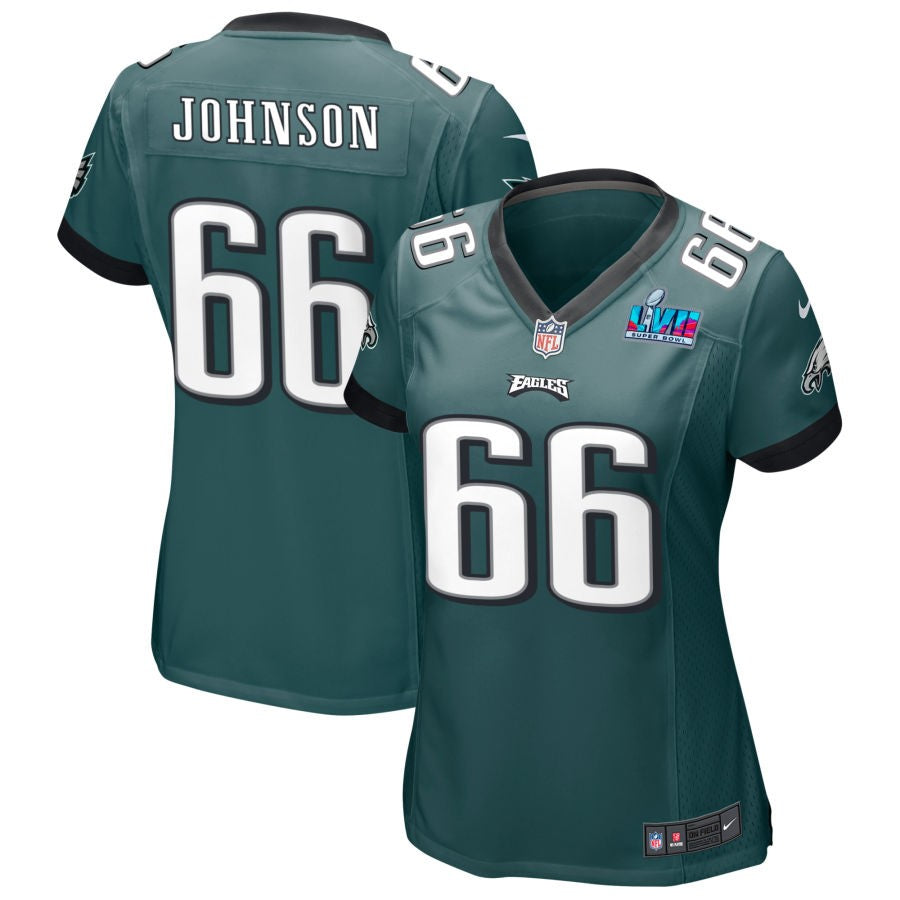 Roderick Johnson Philadelphia Eagles  Women's Super Bowl LVII Game Jersey - Midnight Green