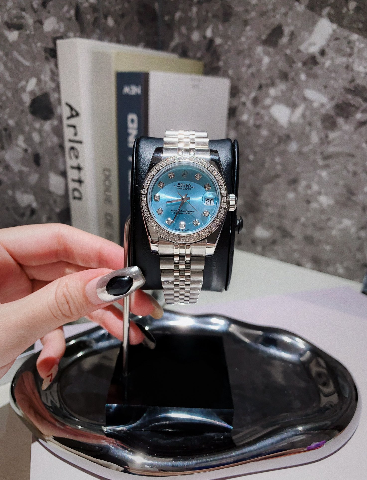 TOP ROLEX Blue Dial Watch 31mm - Sliver