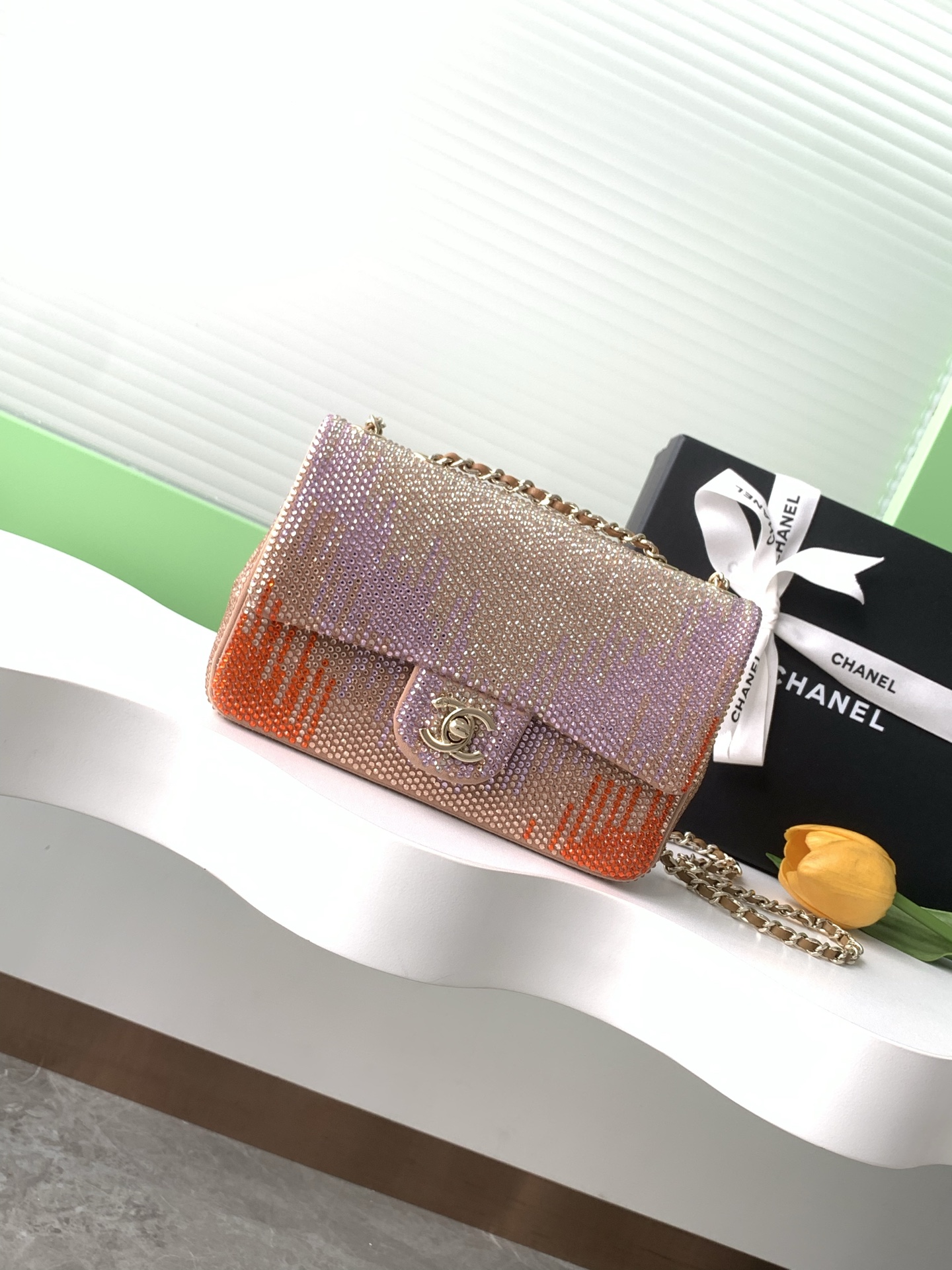 TOP CHANEL Diamond Flap Bag 14-21-8 cm - Pink