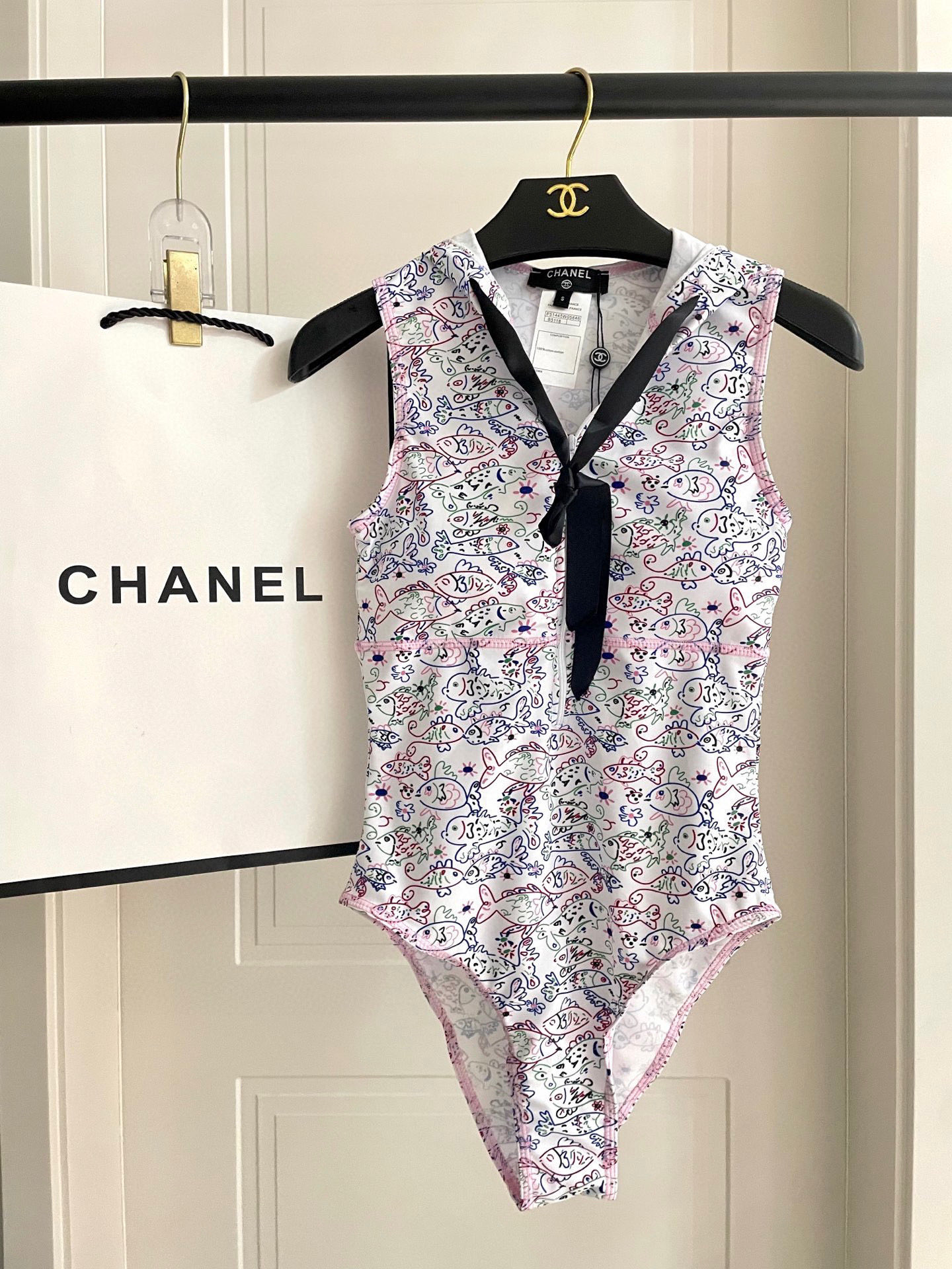 TOP CHANEL One-Piece Swimsuit - White