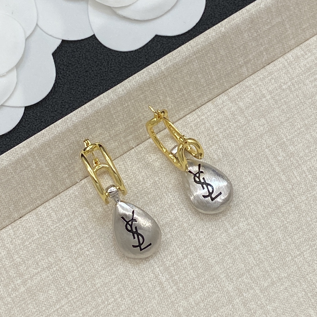 TOP Yves Saint Laurent YSL Earrings - Gold and Silver