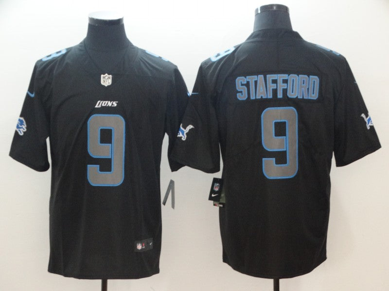 Men's Detroit Lions #9 Matthew Stafford Black Player Game Jersey