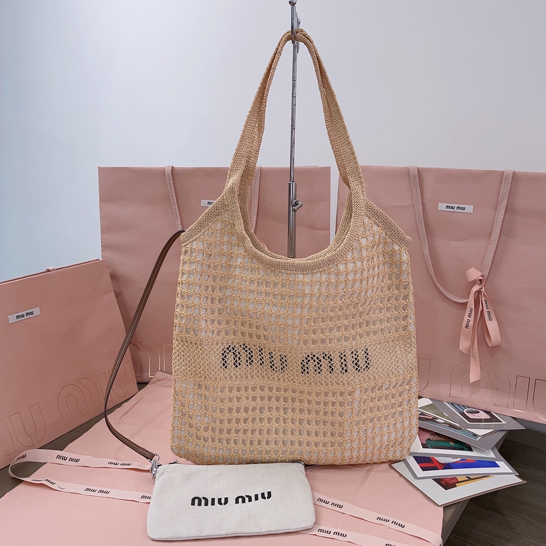 TOP Miu Miu Weaving Beach Tote Bag 35X40CM - 3 Color