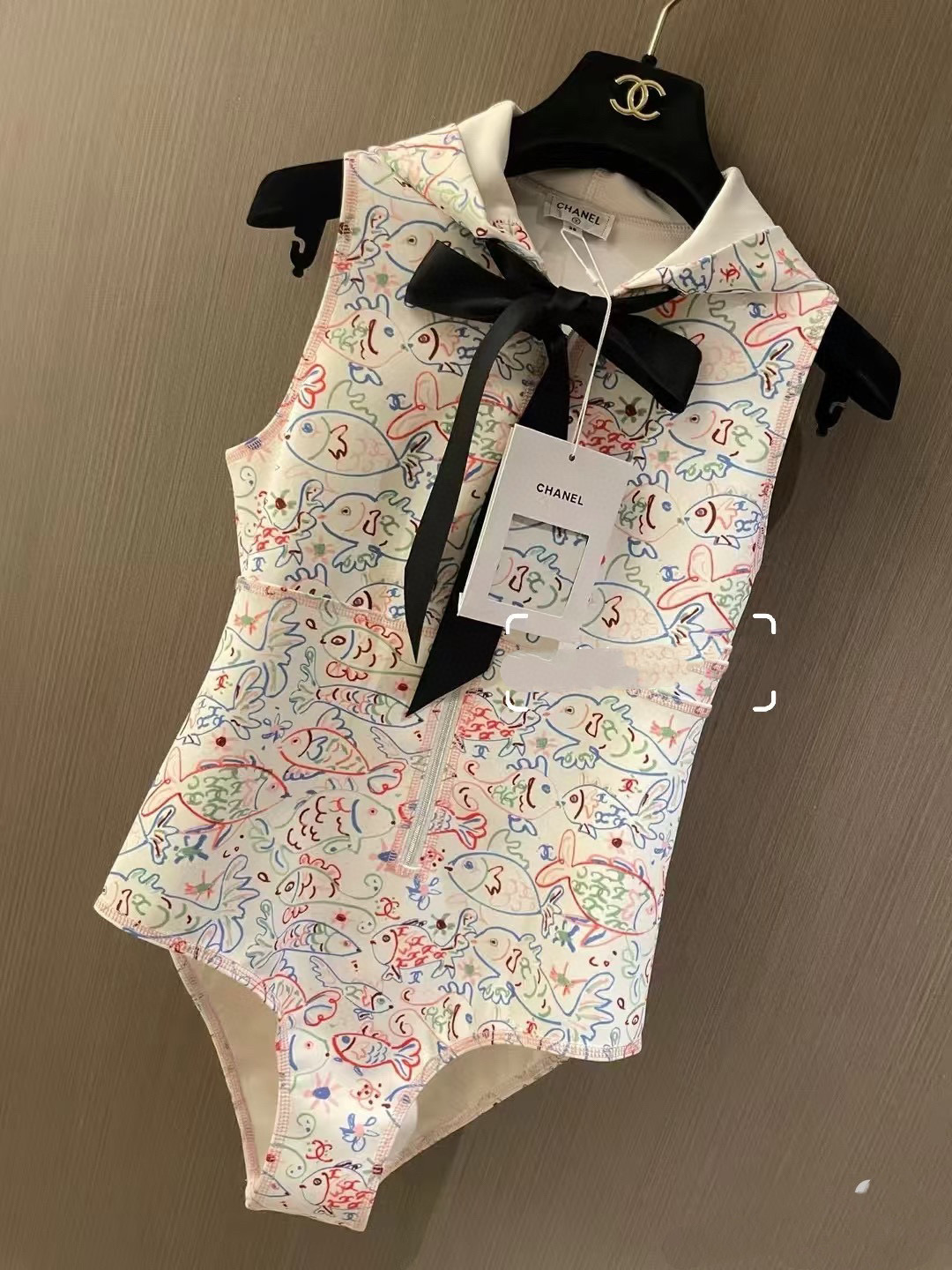 TOP CHANEL One-Piece Swimsuit - White