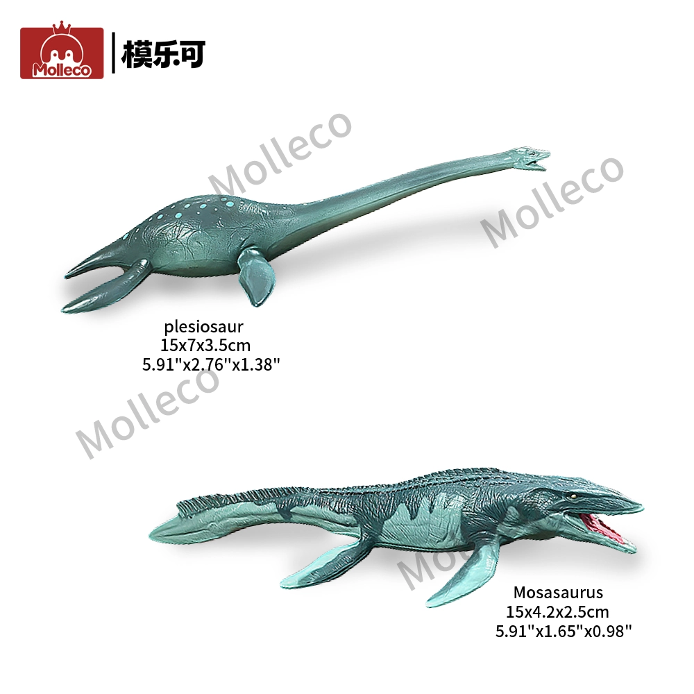 Molleco Dinosaur Figure Toys for Kids and Children Mosasaurus+Plesiosaurus CP088