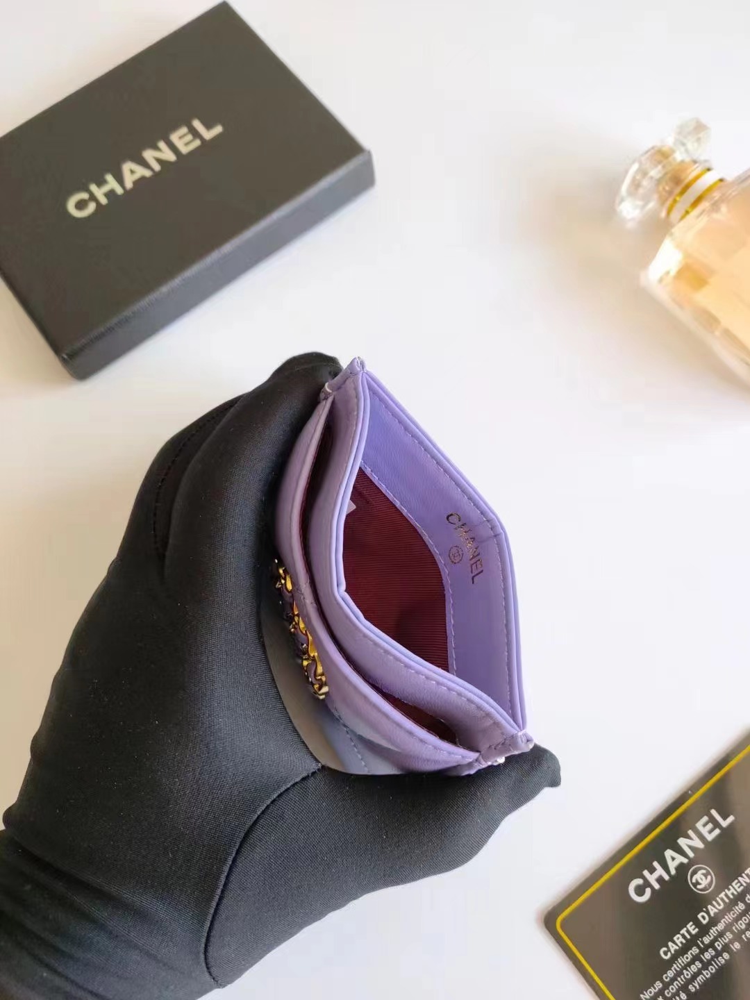 TOP CHANEL Card Holder - GHW - Purple