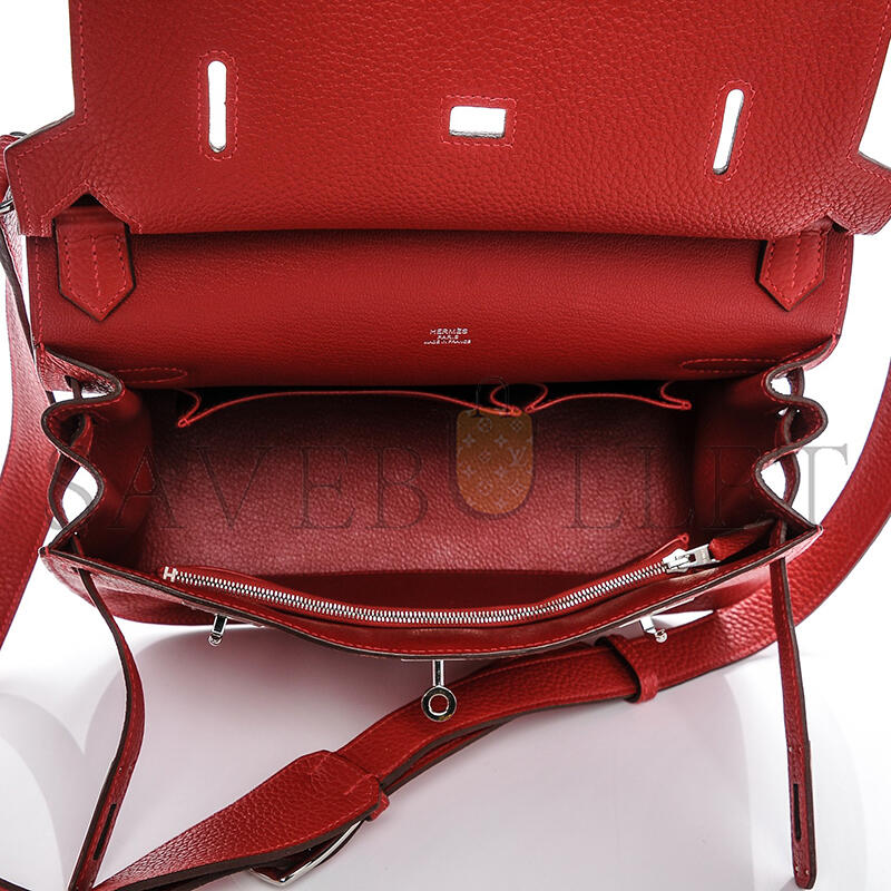 HERMÈS TAURILLON CLEMENCE JYPSIERE 28 ROUGE CASAQUE (28*22*12cm)