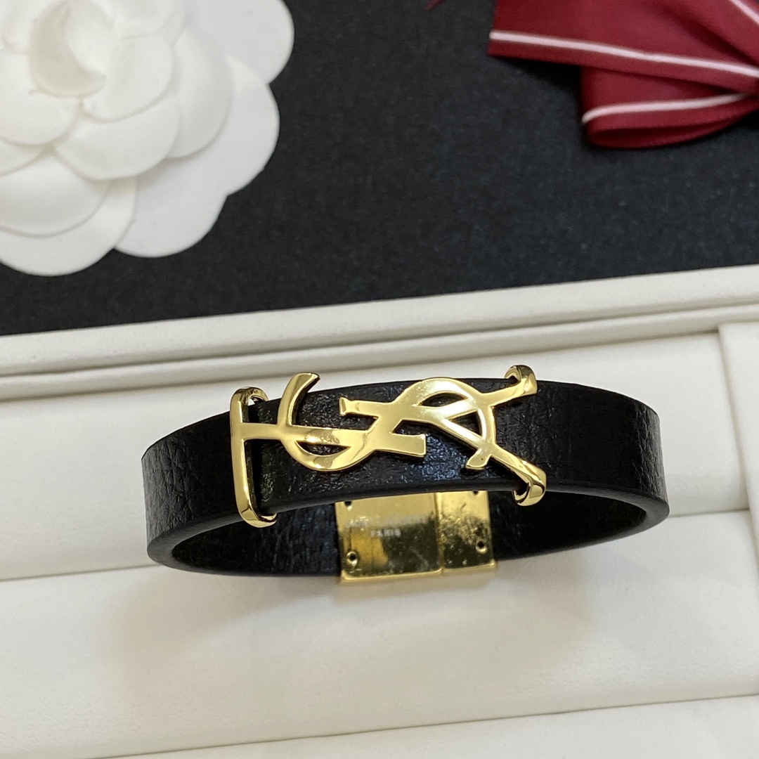 TOP Yves Saint Laurent YSL Cassandre Leather Bracelets-2 Colors