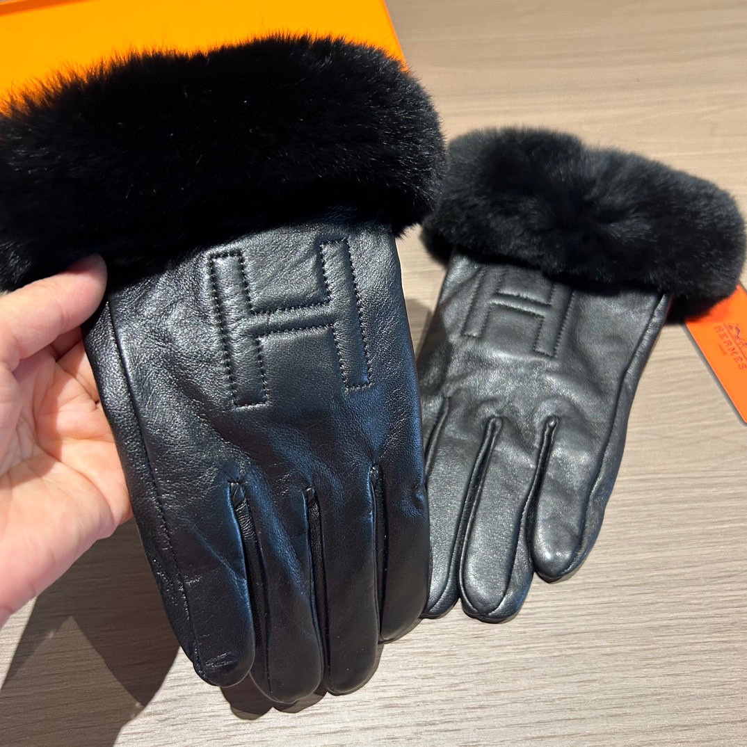 TOP HERMES Gloves with Fur