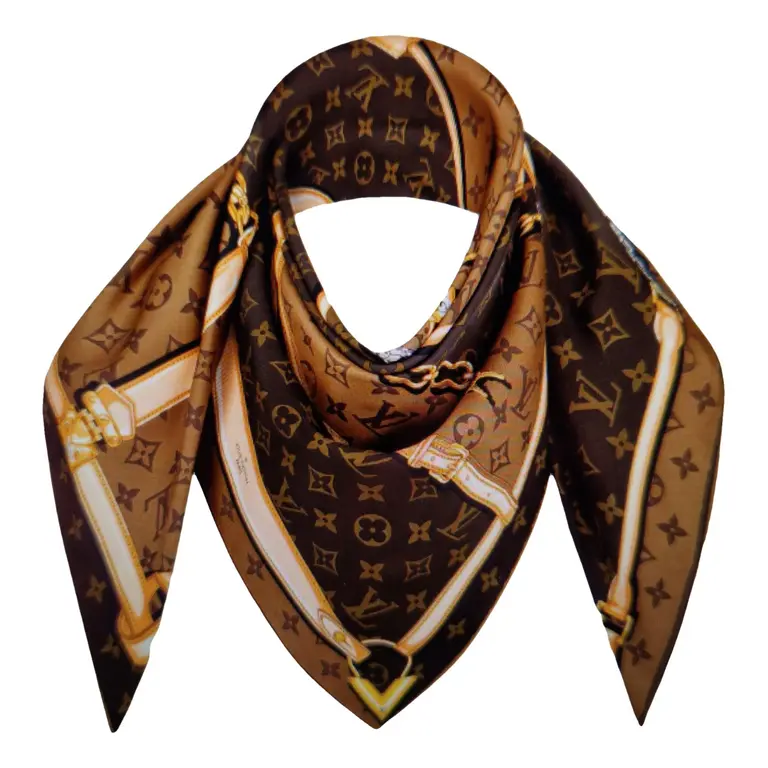 TOP Louis Vuitton LV Silk Scarf  - Brown
