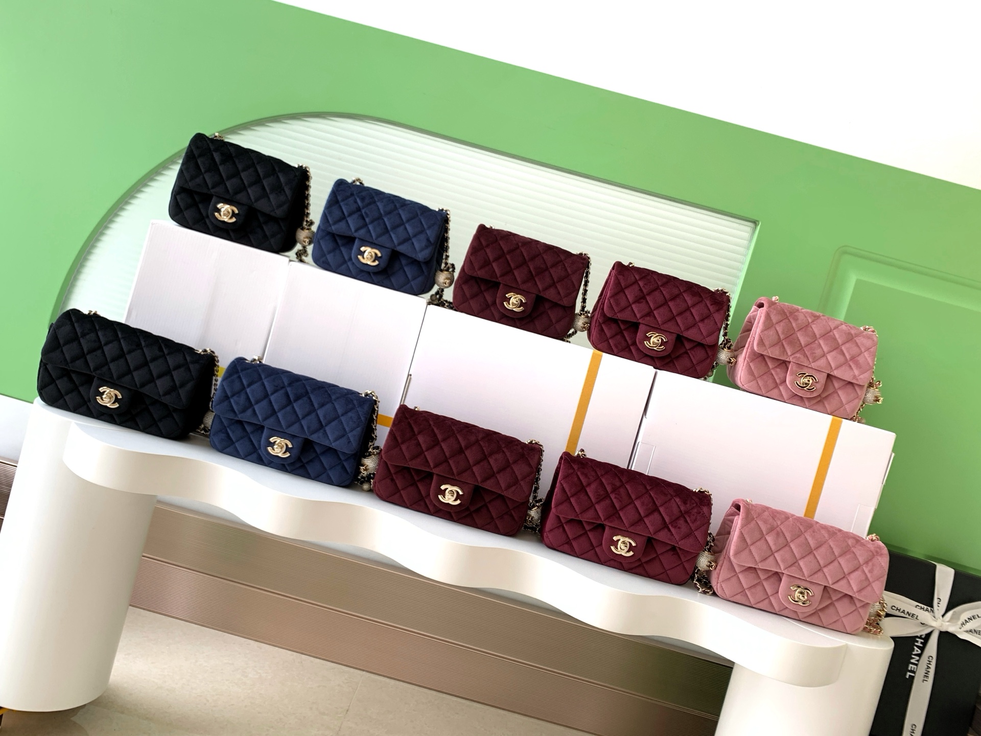 TOP CHANEL Classic Flap Bag Velvet with Diamond Ball 18x13x7cm/20x13x7cm - 5 Color
