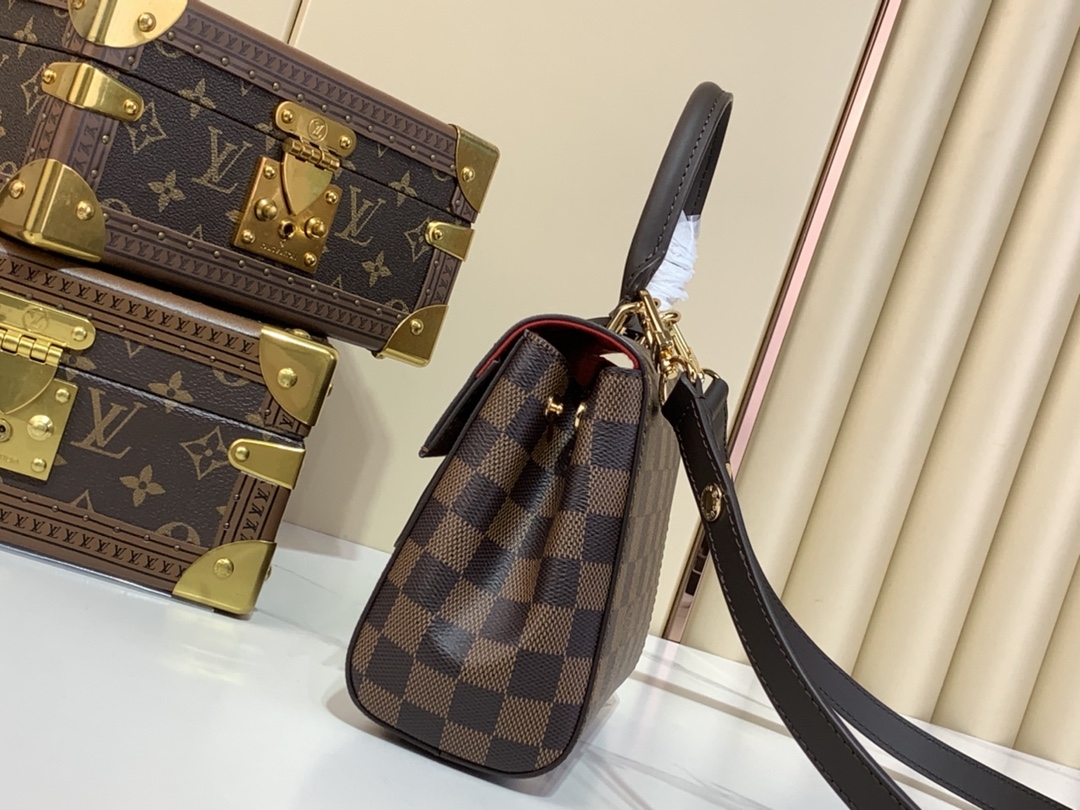 TOP Louis Vuitton LV Cluny Mini Handbag Damier 20x16x7.5cm - Brown/Black