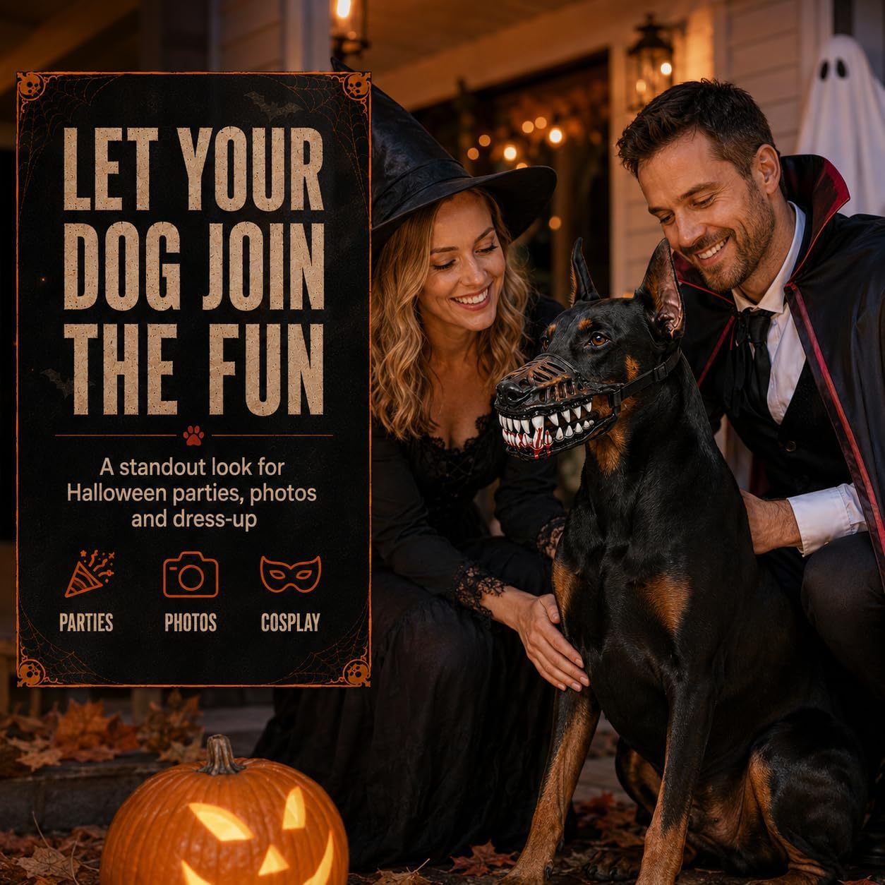 New cross-border Halloween dog muzzle, adjustable monster dog muzzle, scary dog mask with teeth - PawPro UK