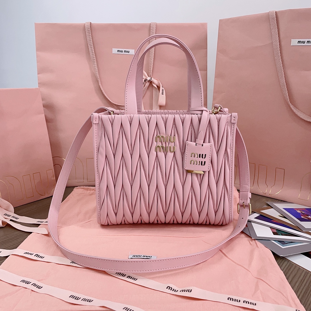TOP Miu Miu Lambskin Tote Bag 24x20.5x8cm - 5 Color