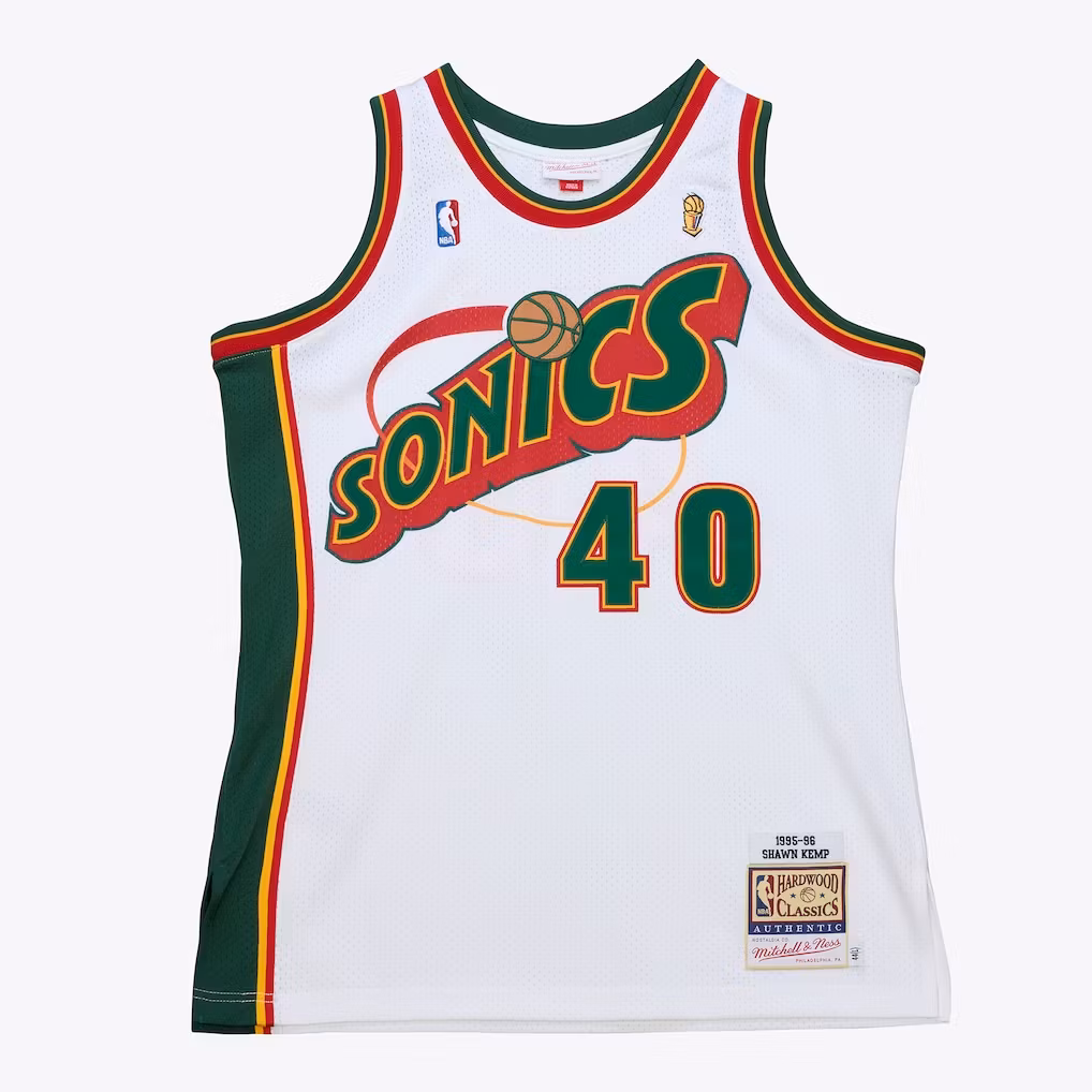 Seattle Supersonics Swingman Jersey Road Shawn Kemp 1995-96 - White