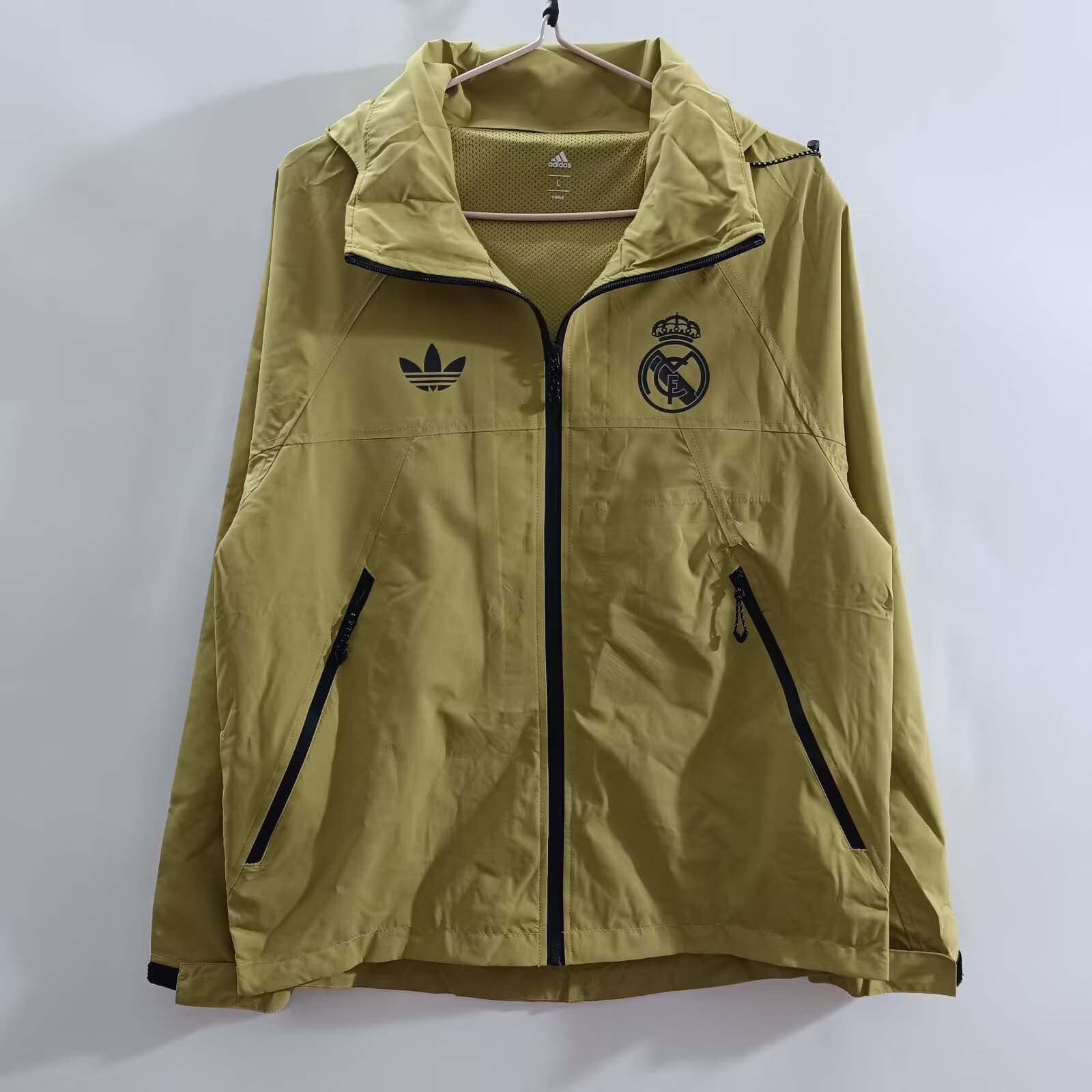 2025/2026 Real Madrid Windbreaker Yellow Soccer Jersey 1:1 Thai Quality
