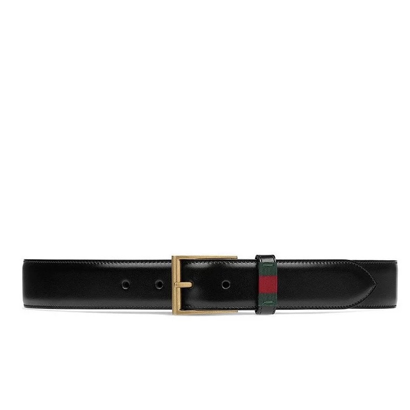 TOP GUCCI Classic Leather Belt - Black