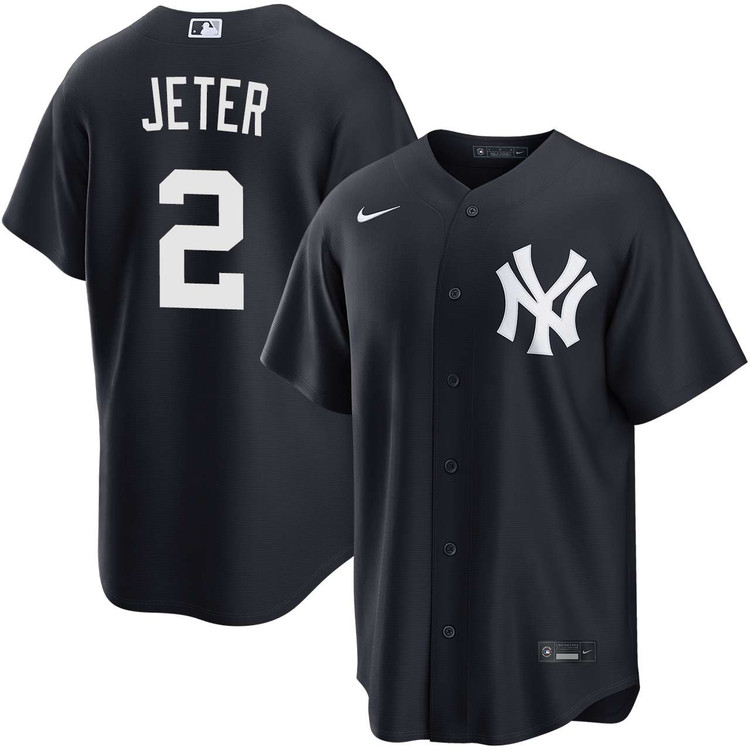 Men's New York Yankees 2# Derek Jeter Jersey - Black