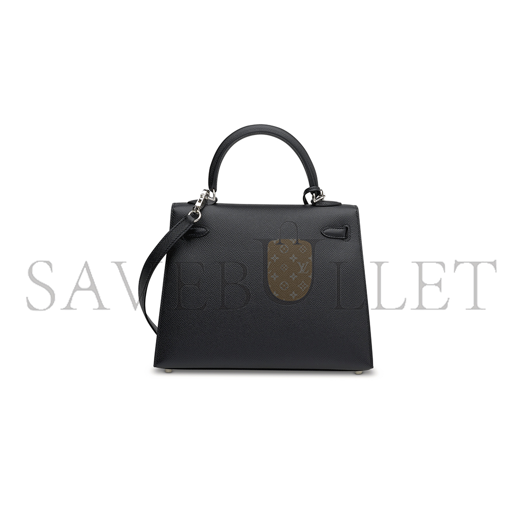 HERMÈS A BLACK EPSOM LEATHER SELLIER KELLY 25 WITH PALLADIUM HARDWARE (25*17*7cm)