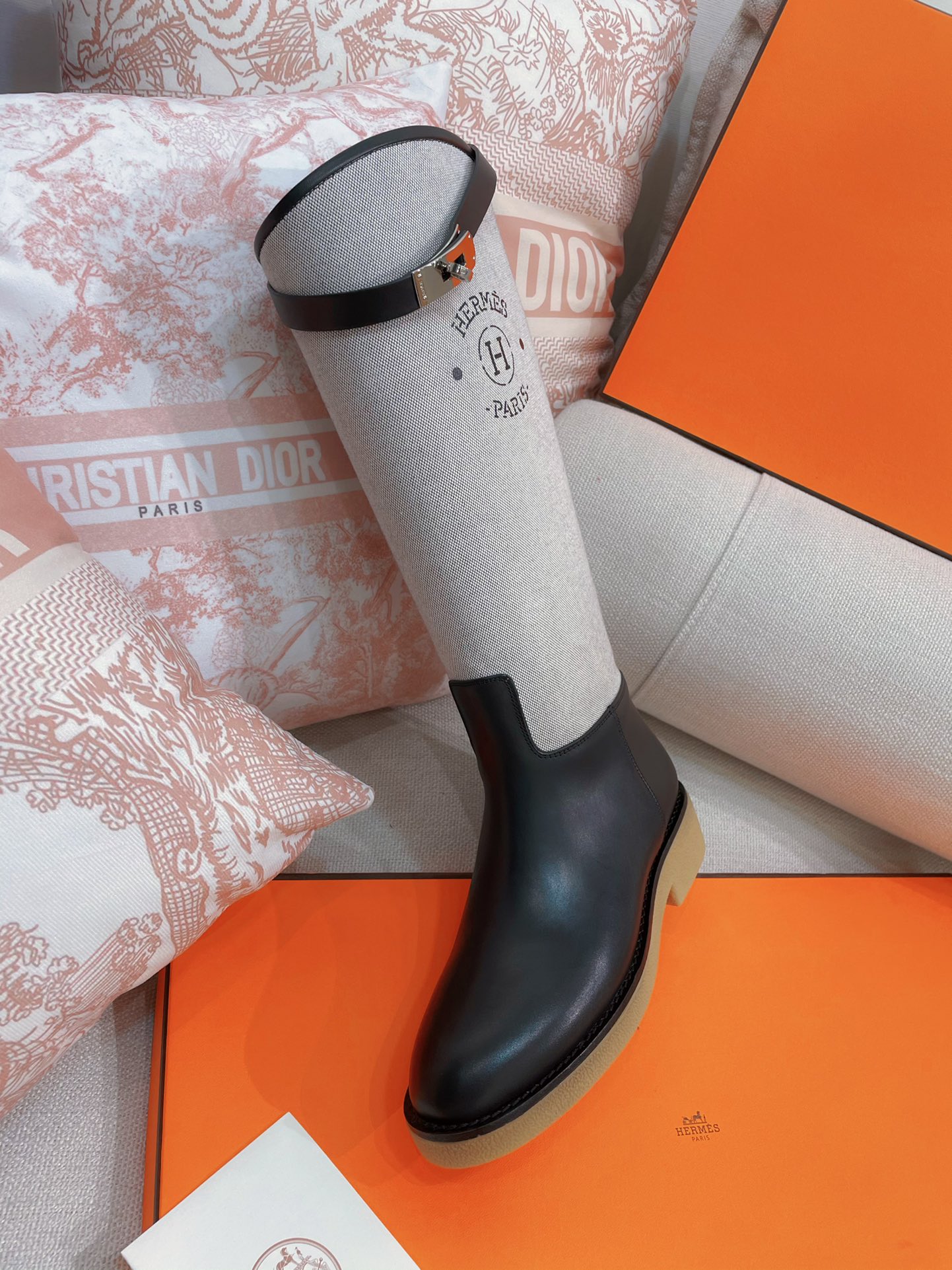 TOP HERMES Kelly Bottes Jumping - Black