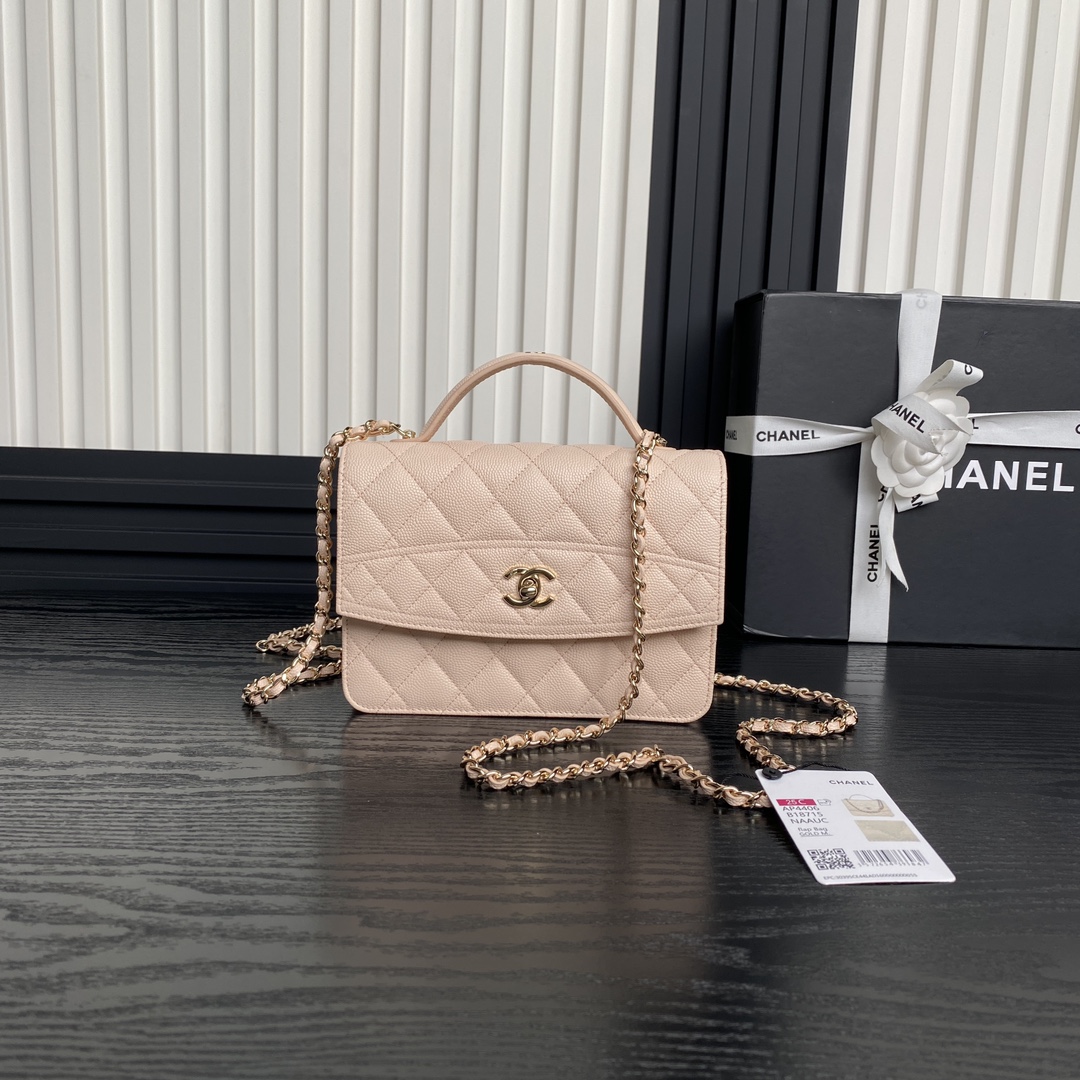 TOP CHANEL Clutch Bag With Chain Grained Calfskin 14x18x3cm - 3 Color & GHW
