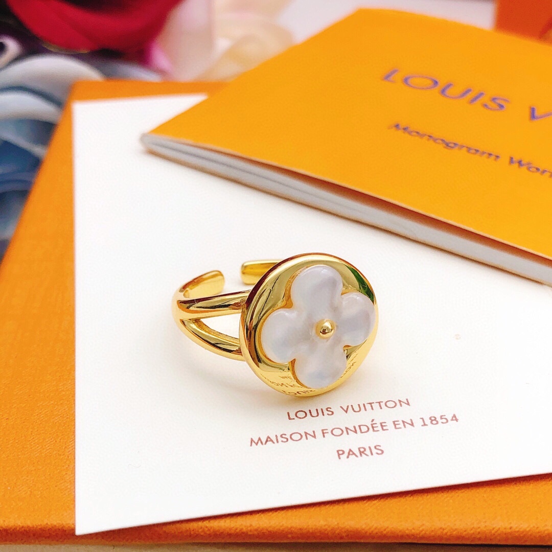 TOP Louis Vuitton LV White Fritillary Flower Ring