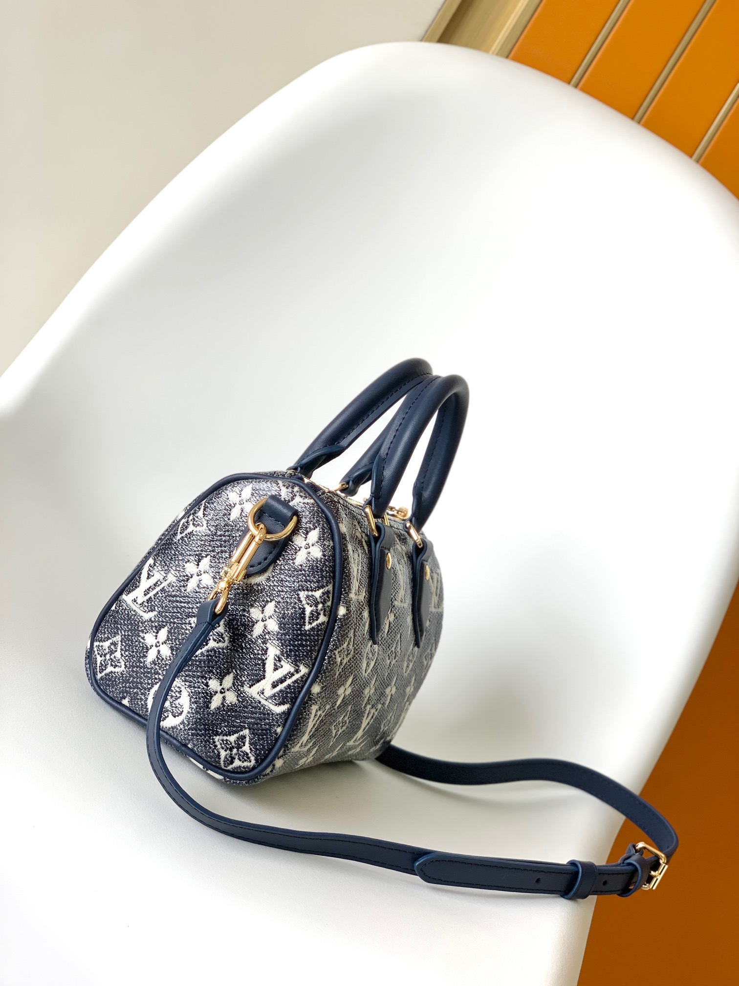TOP Louis Vuitton LV Speedy Bandoulière 20 Bag Monogram Jacquard Canvas 20x13.5x12cm - Dark Blue