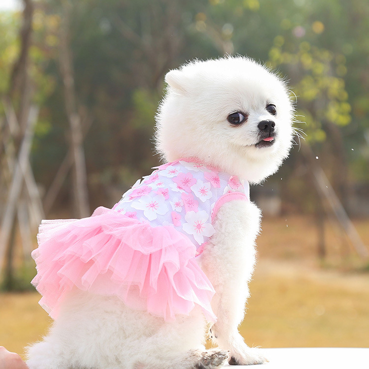 Pet Dog Cat Peach Blossom Dress Clothes Teddy Bichon Pet Supplies Dog Apparel Wholesale Pet Clothes - PawPro UK