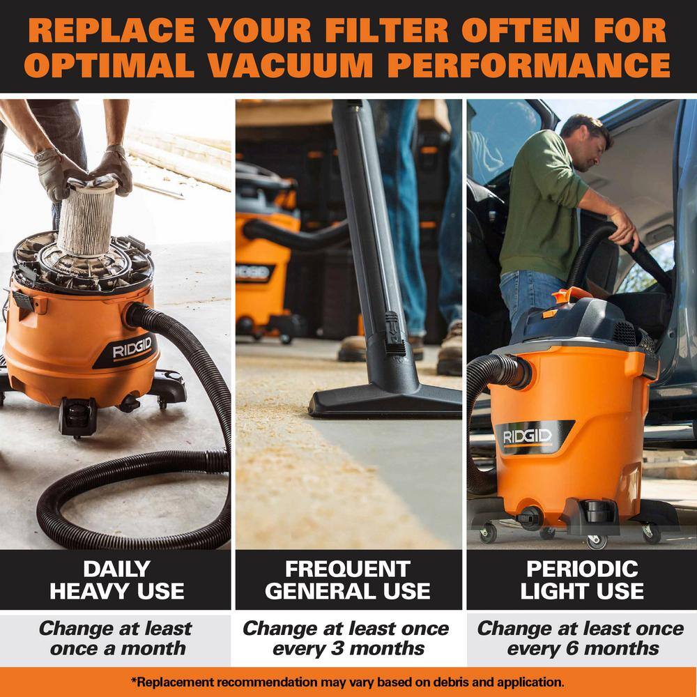 Wet Debris Application, Foam Wet Dry Vacuum Shop Vac Filter for Most 5-16 Gallon RIDGID Shop Vacs (1-Pack)