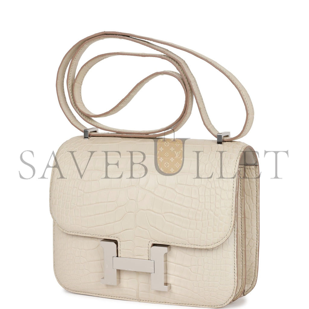 HERMES MASTER CONSTANCE 18 MATTE ALLIGATOR PALLADIUM HARDWARE (18*15*4cm)