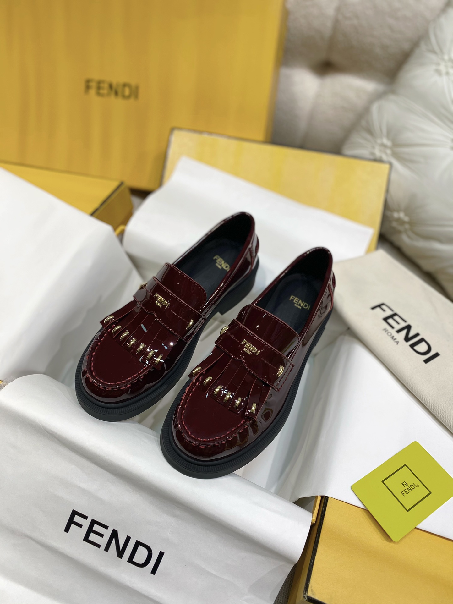 TOP FENDI Filo Cowhide Loafers - 2 Color