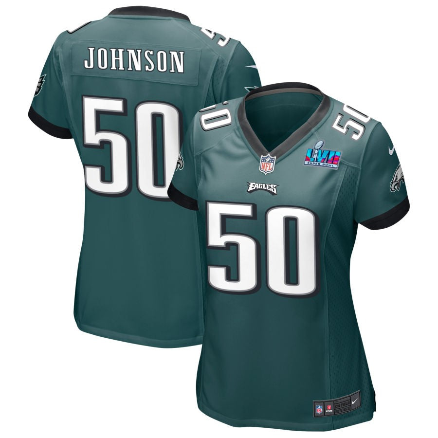 Fred Johnson Philadelphia Eagles  Women's Super Bowl LVII Game Jersey - Midnight Green