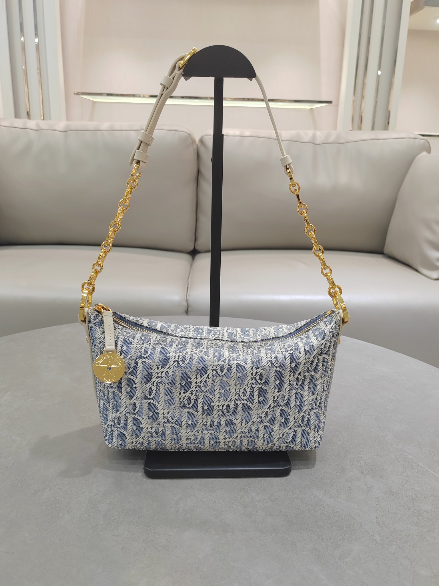 TOP Christian Dior Diorstar Hobo Bag 28.5x14.5x10cm - Light Blue