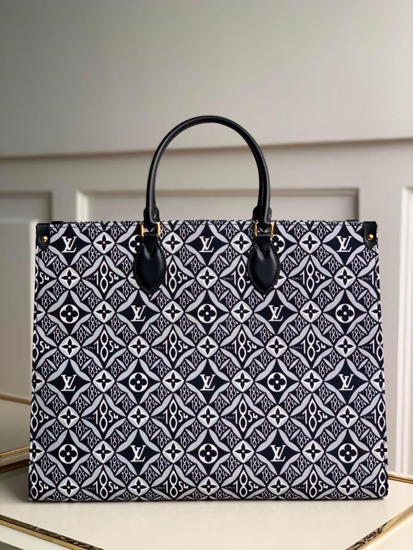 TOP Louis Vuitton LV 1854 Jacquard On The Go GM  41x34x19cm-Dark Blue