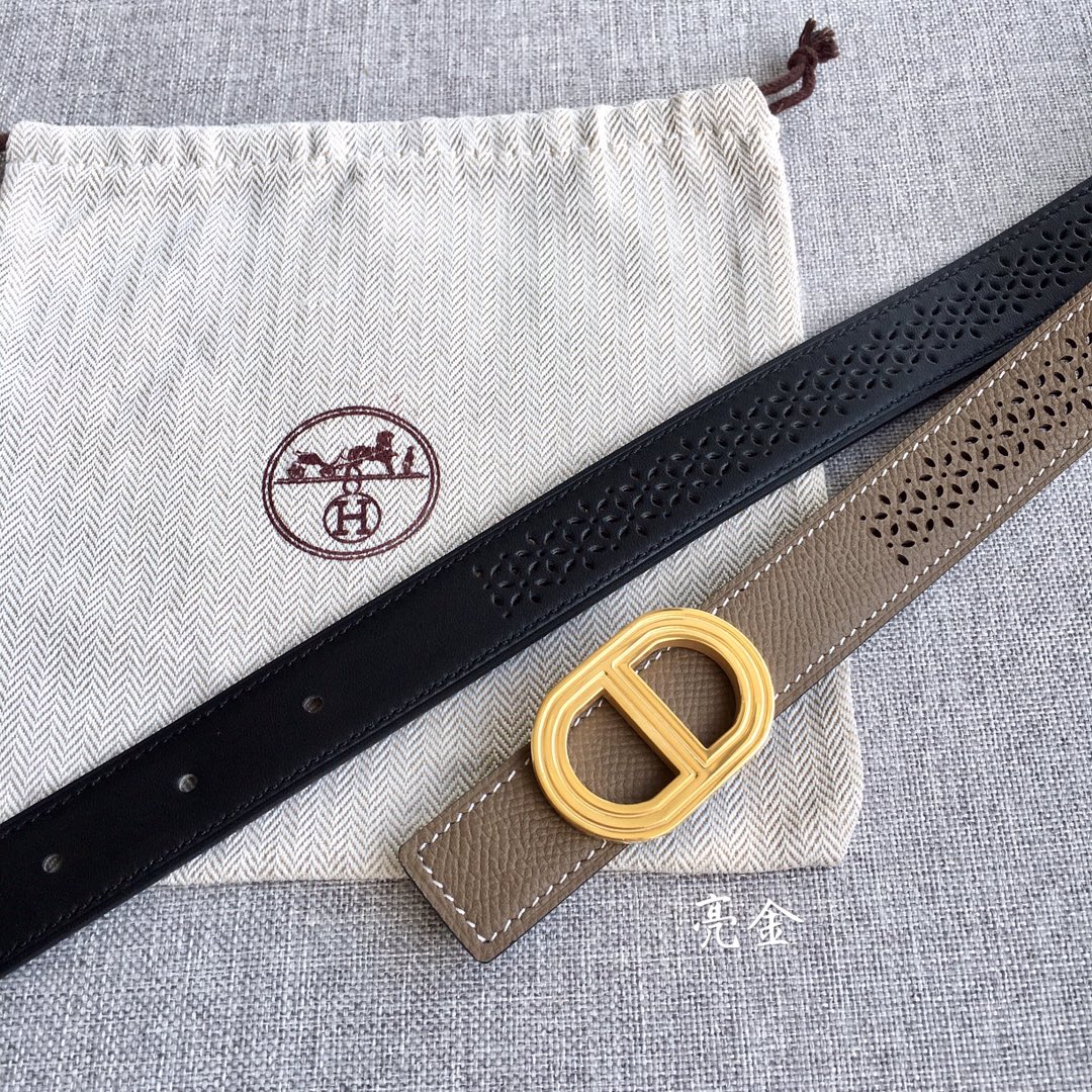 TOP HERMES Double Sided Leather Belts - 2.5CM - GHW/SHW