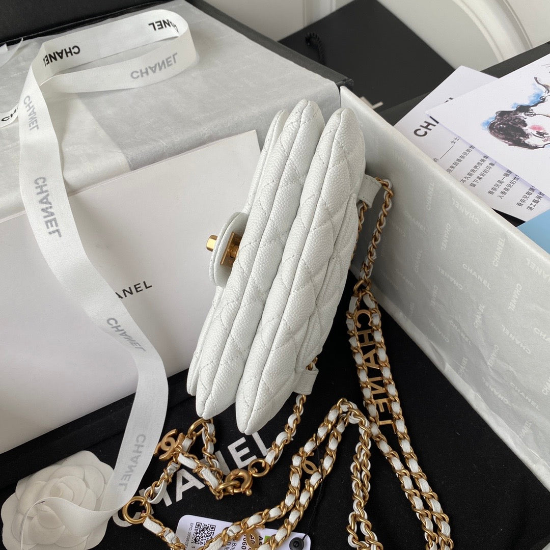TOP CHANEL Pick Me Up Waits Bag - White & GHW