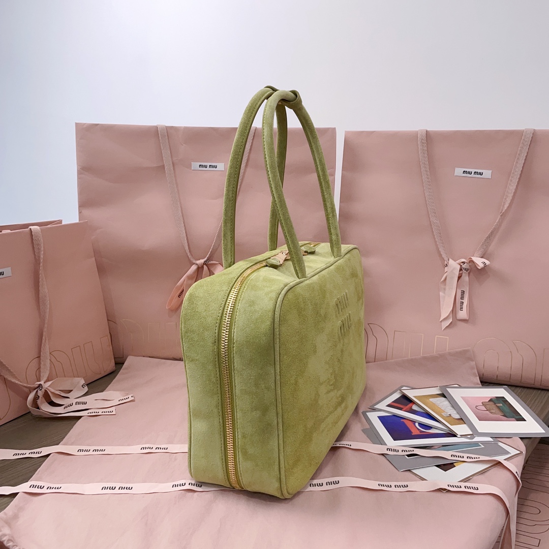 TOP Miu Miu Leather Handbag 34X23X12cm - Green