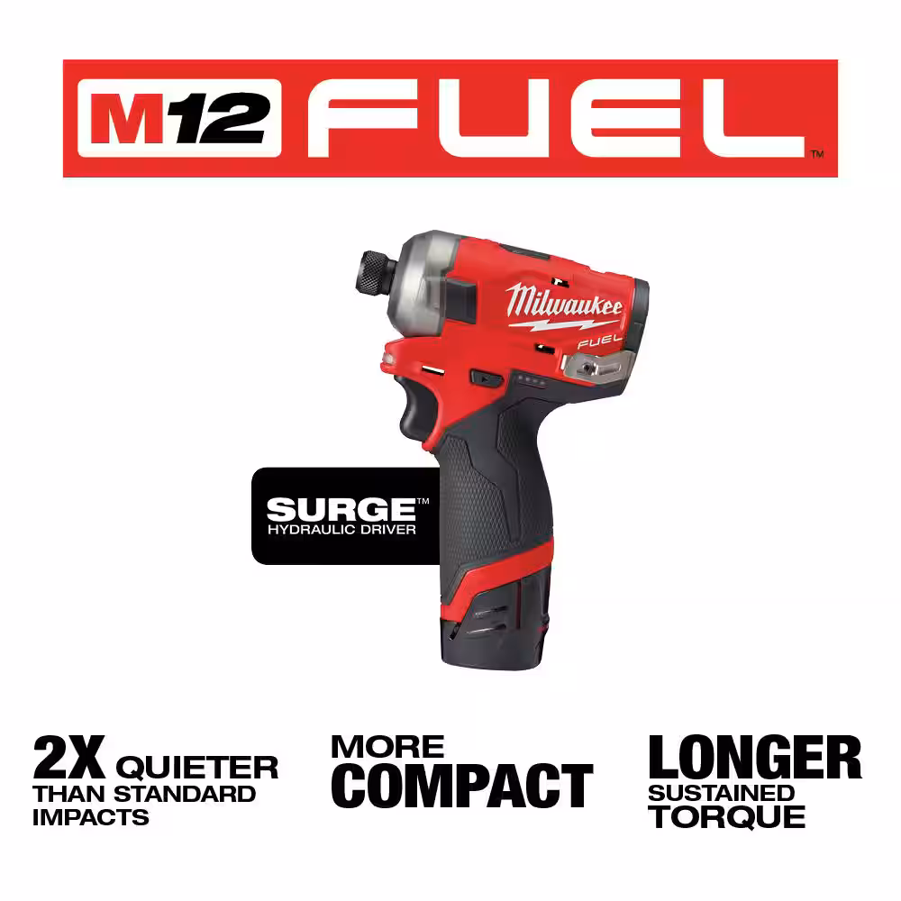 M12 FUEL SURGE 12V Lithium-Ion Brushless Cordless 1/4 in. Hex Impact Driver Compact Kit with M12 Multi-Tool