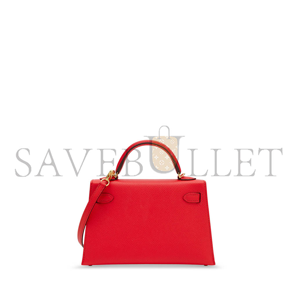 HERMÈS MINI KELLY II EPSOM HEART RED GOLD BUCKLE (19*12*5.5cm)