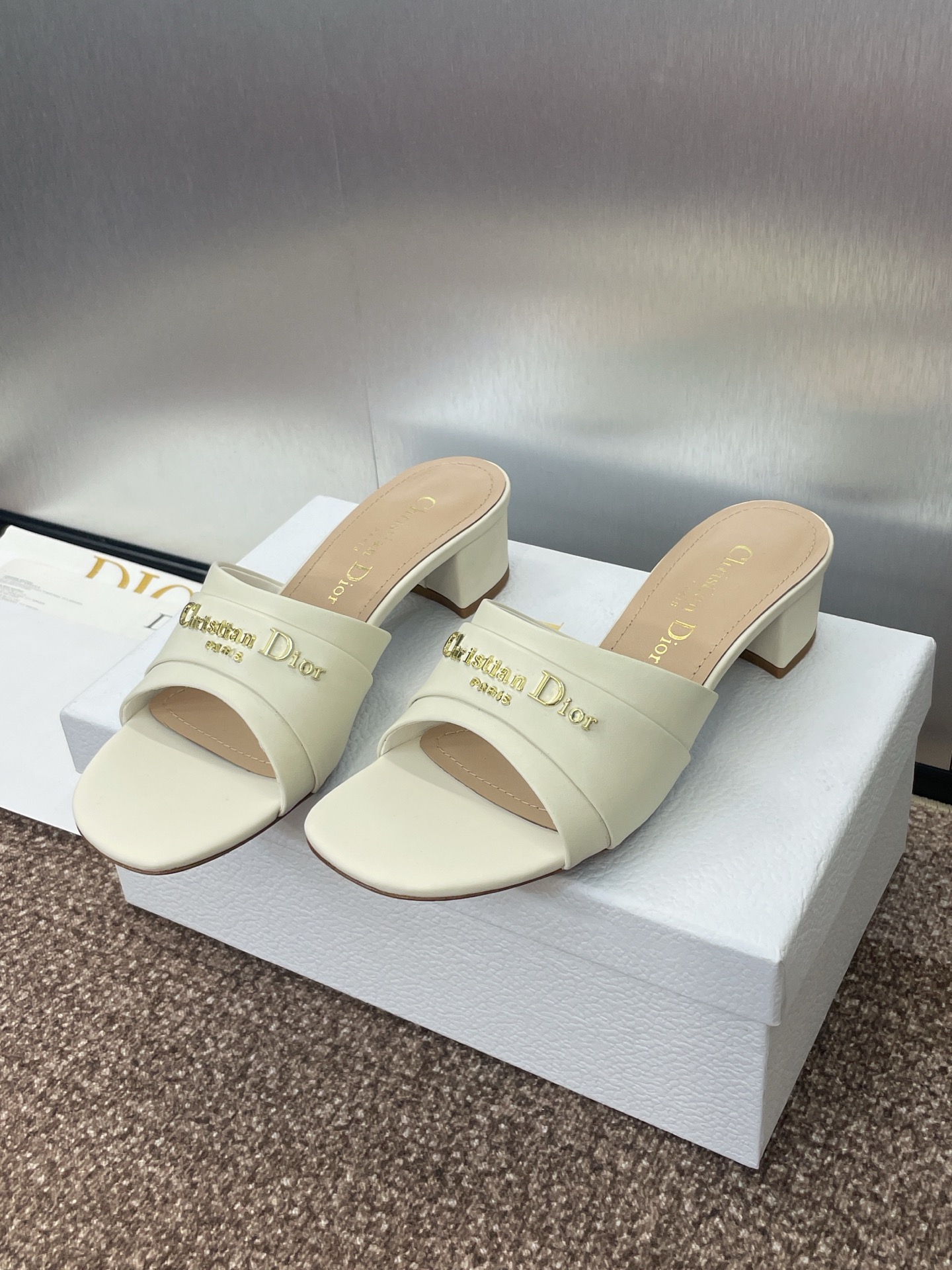 TOP Christian Dior My Dior 3.5cm Low Heels Slippers Calfskin - 2 Color