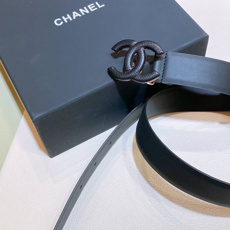 Chanel Belt With Double C Buckle Black Black-Toned Metal Women Belt 30MM