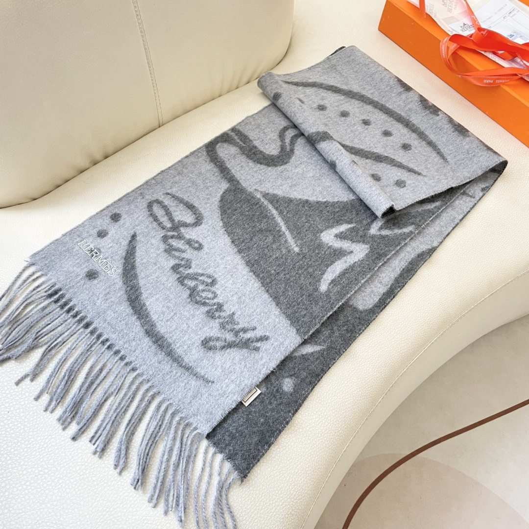 TOP HERMES Cashmere Scarf 32x180cm - 3 Colors