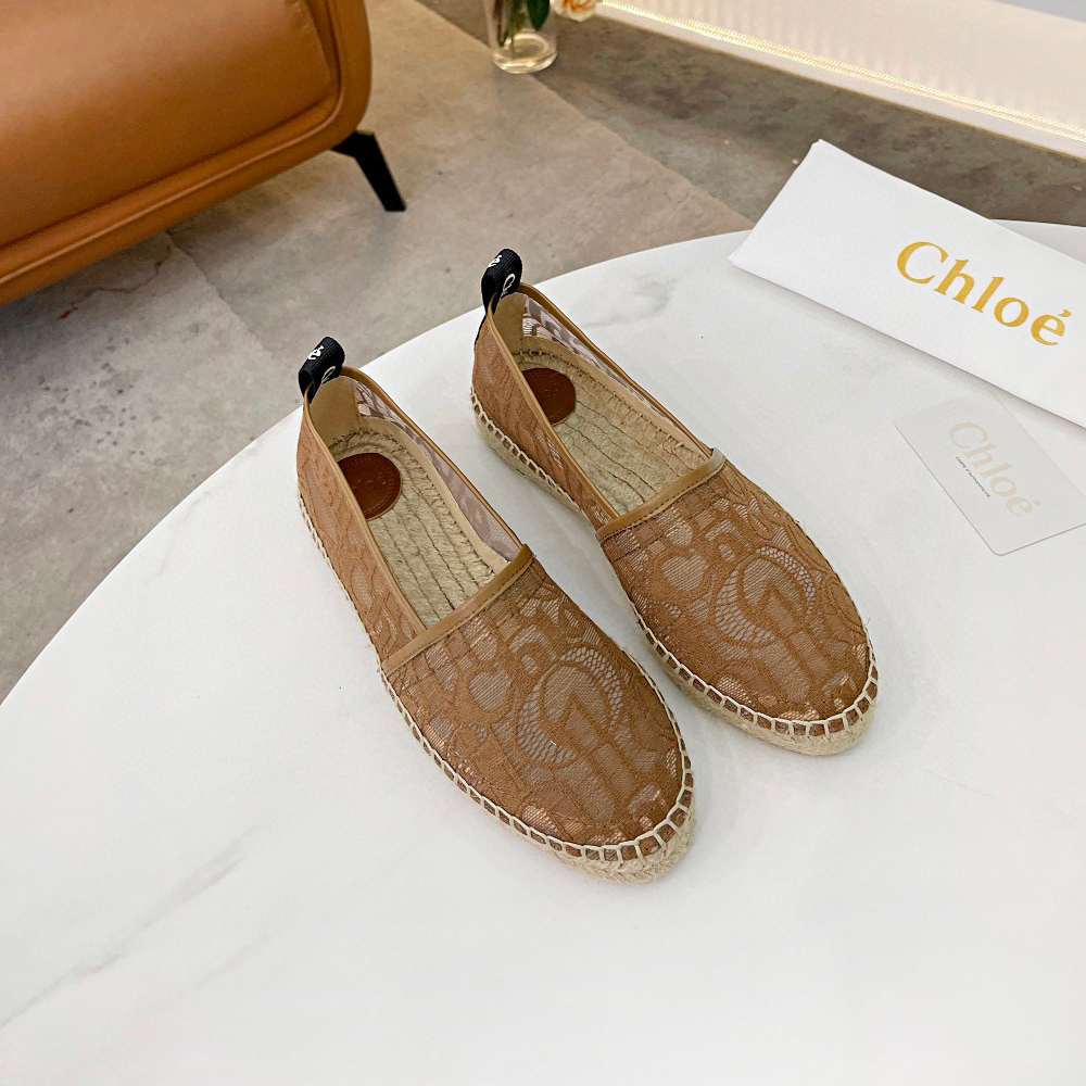 Chloe Woven Straw Stylish Casual Flats Shoes Sandal (Replica)